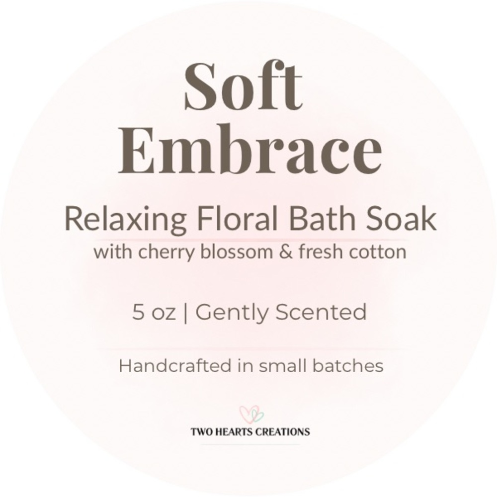 Small Cherry Blossom Bath Soak 5 oz Soft Embrace Fresh Cotton Spa Gift Relaxing - Picture 4 of 5